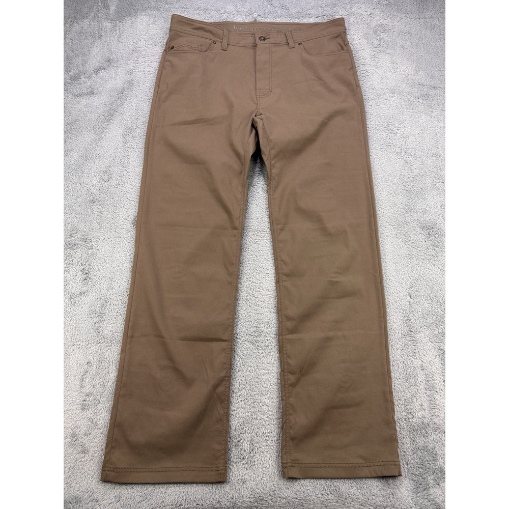 Prana Brion Slim II Pants Men 38x32 Brown 5-Pocket Straight Nylon Utility Hiking